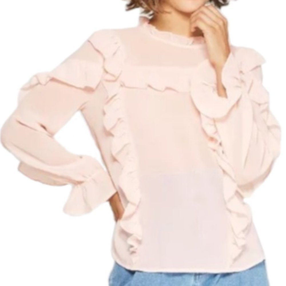 💗 WHO WHAT WEAR | High Neck Ruffle Yoke Blouse